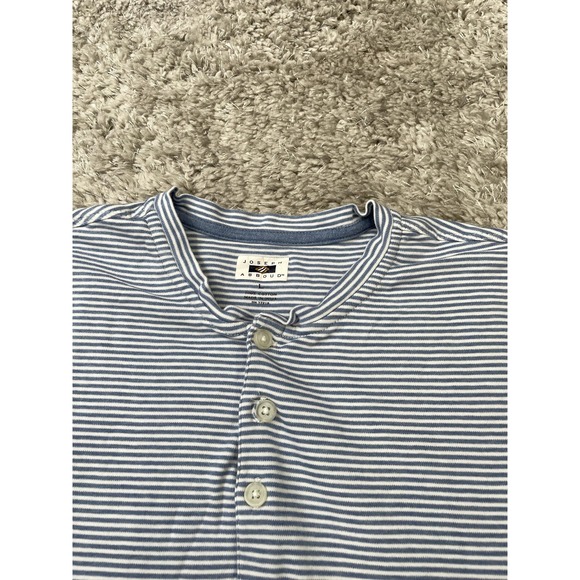 Joseph Abboud Shirt Mens 2XL Blue Striped Short Sleeve Henley Cotton Casual - Picture 5 of 9